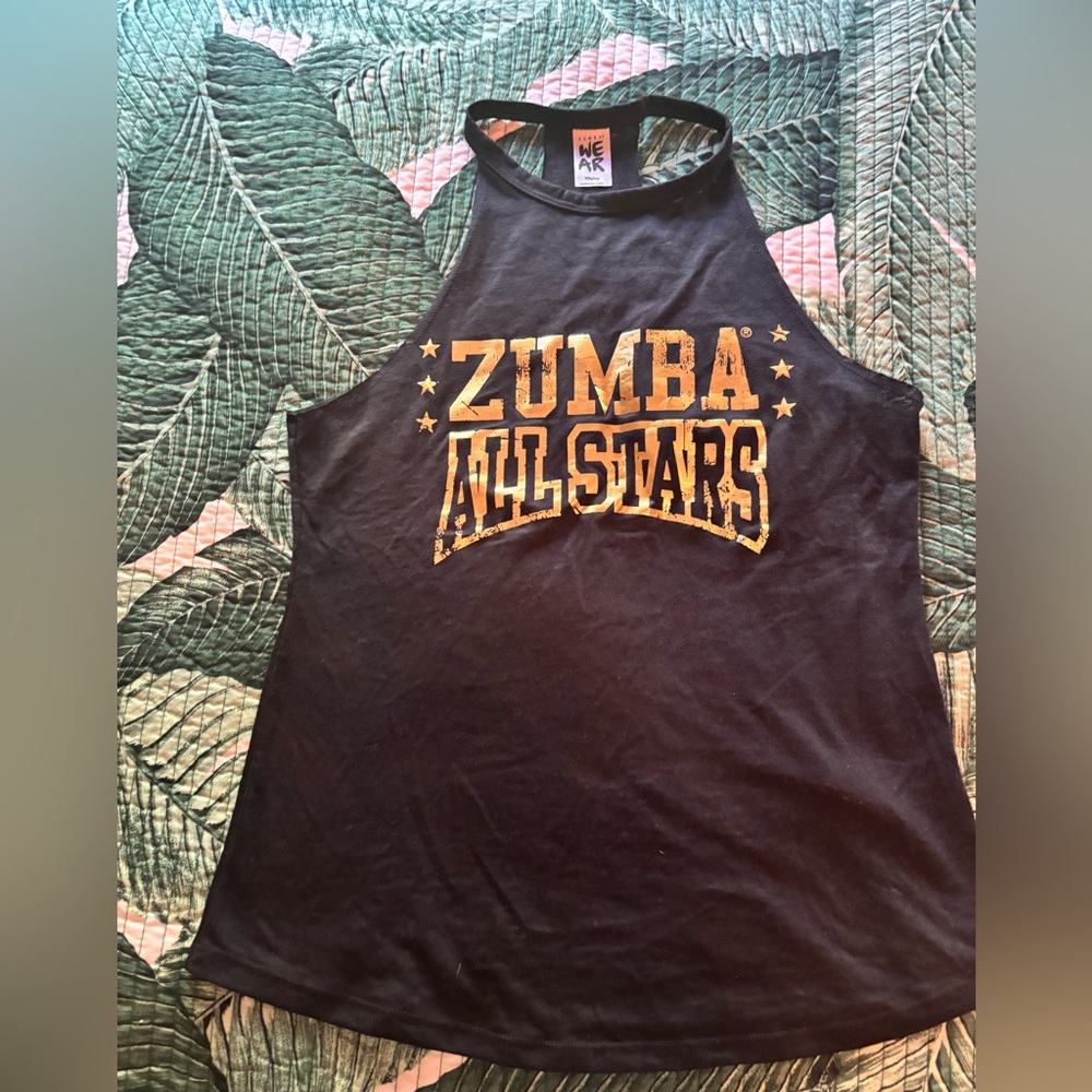Zumba Fitness Black Tank with Gold 'All Stars' Logo